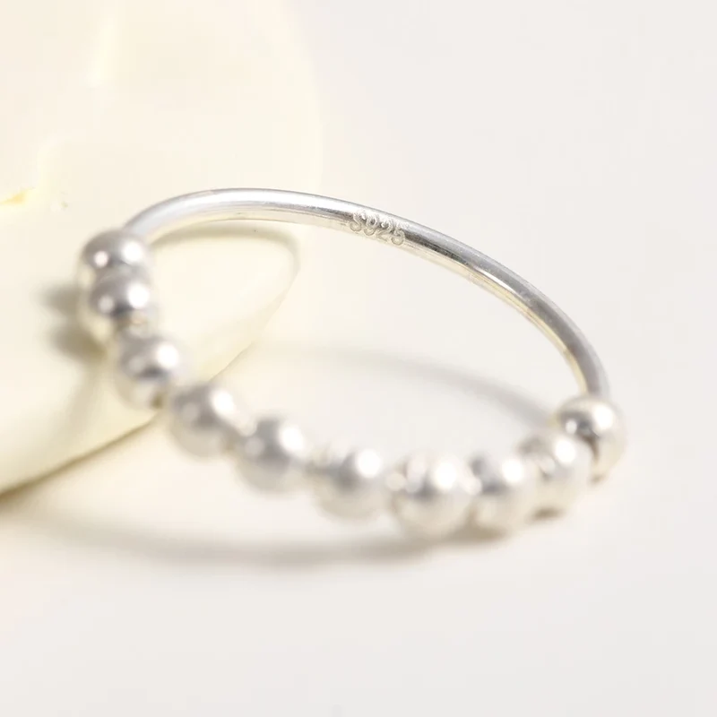 Sterling silver anxiety ring with beads