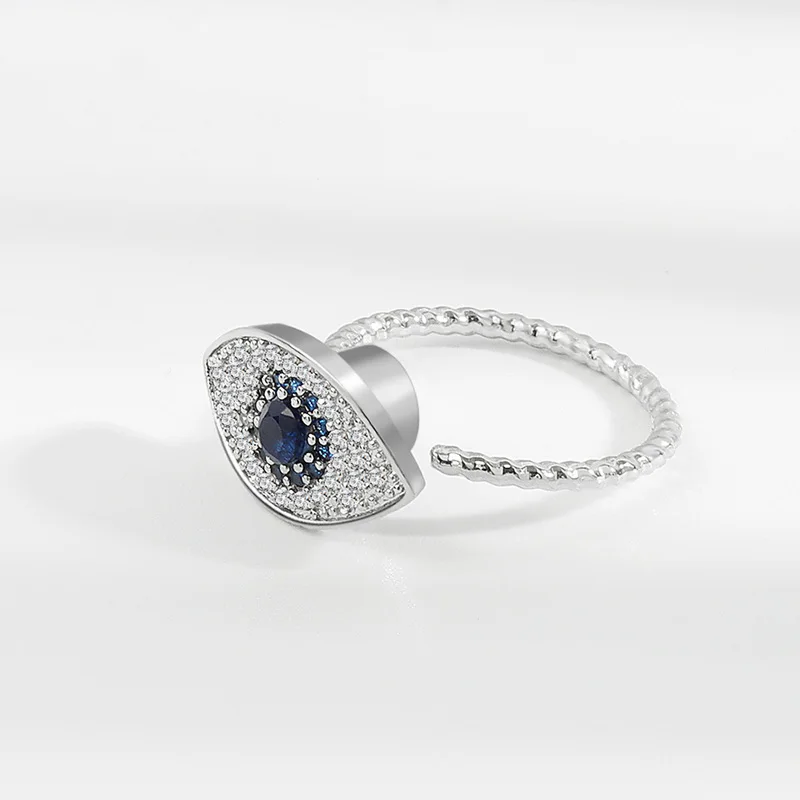Rotatable evil eye anxiety ring sterling silver