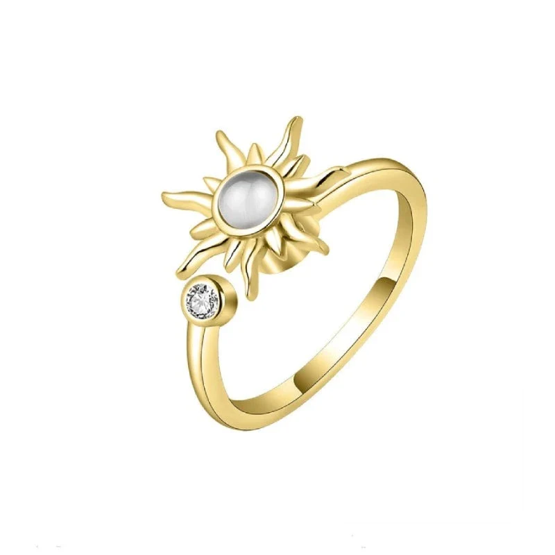 Fidget ring for anxiety with a sunflower sterling silver