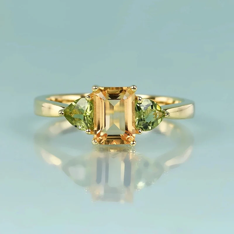 Citrine and peridot ring citrine engagement ring in gold silver and rose gold