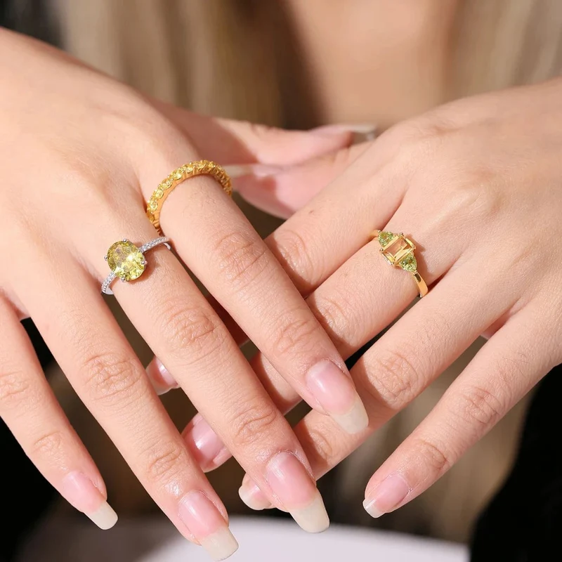 Citrine and peridot ring citrine engagement ring in gold silver and rose gold