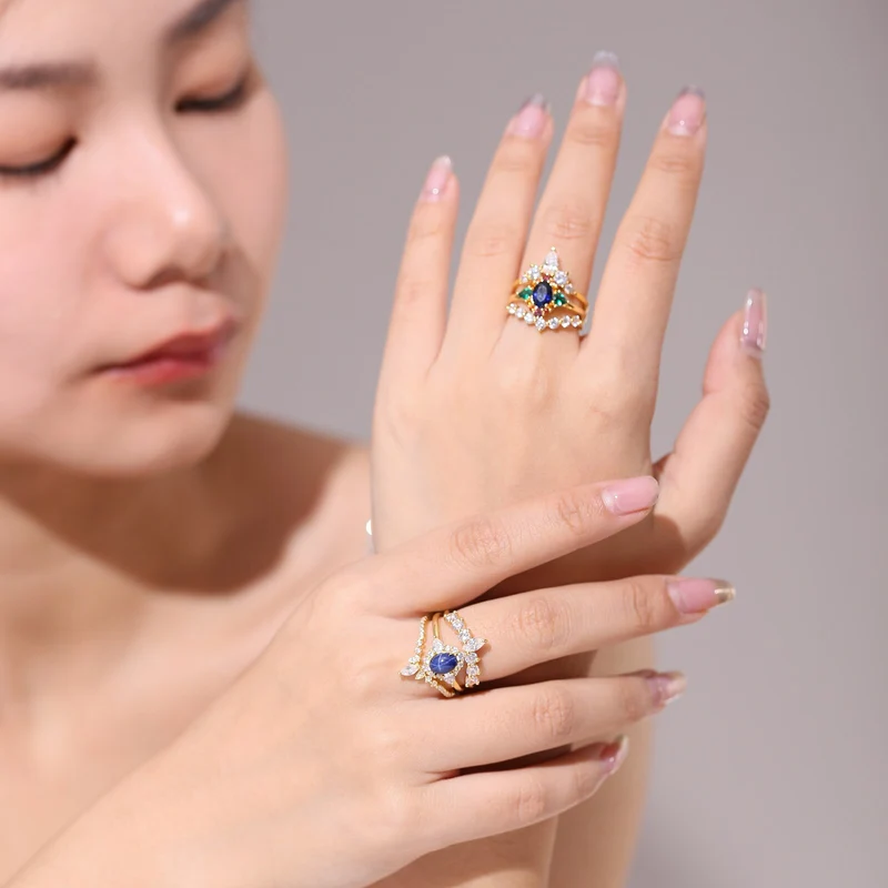 Blue star sapphire ring vintage style engagement ring