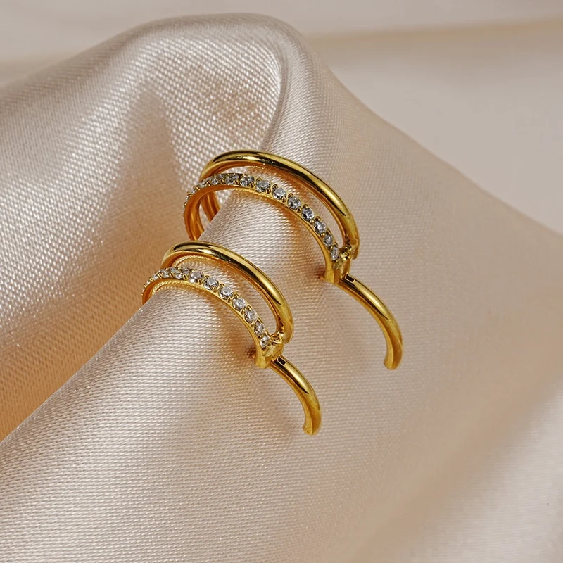 Double hoop nose ring with CZ 16 gauge ASTM F136 Titanium