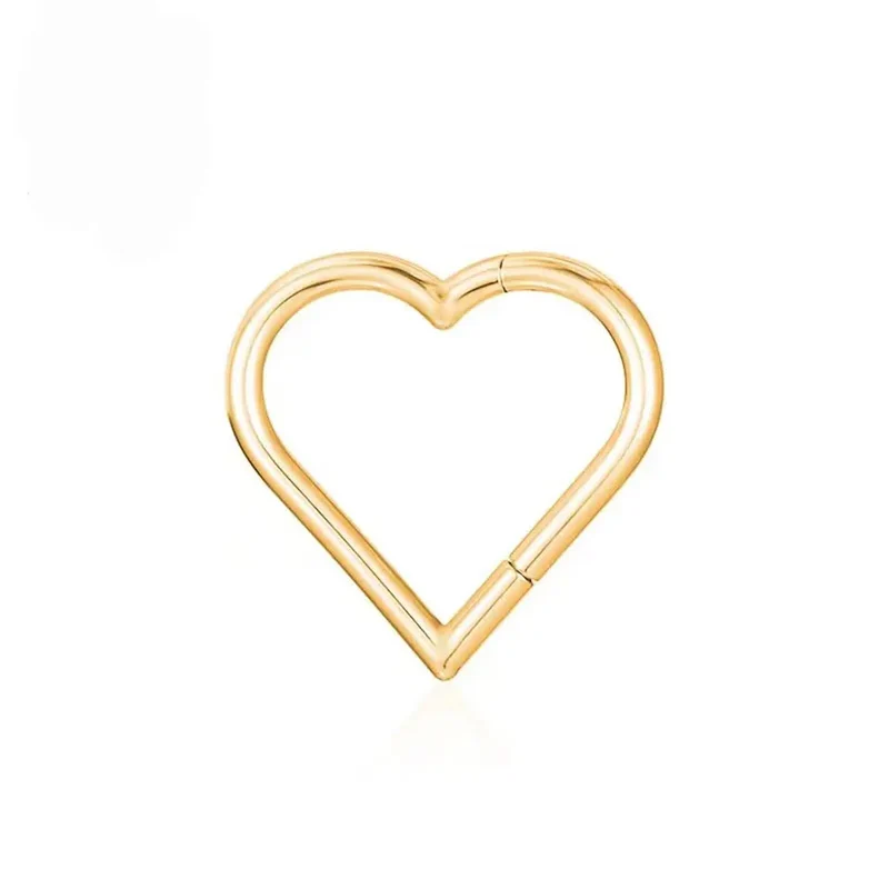 Heart septum ring 16G titanium nose ring gold silver black