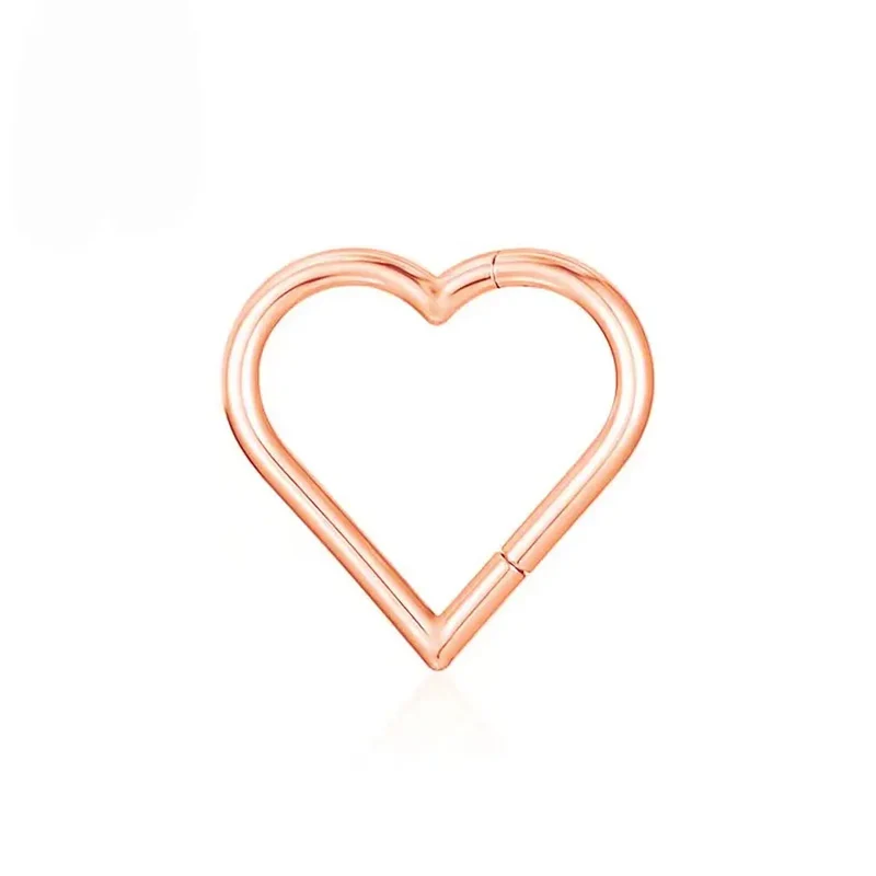 Heart septum ring 16G titanium nose ring gold silver black