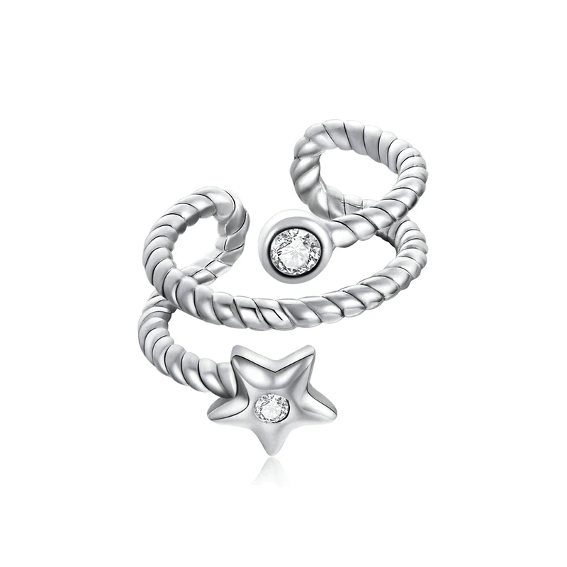 Ear cuff no piercing with a star in sterling silver