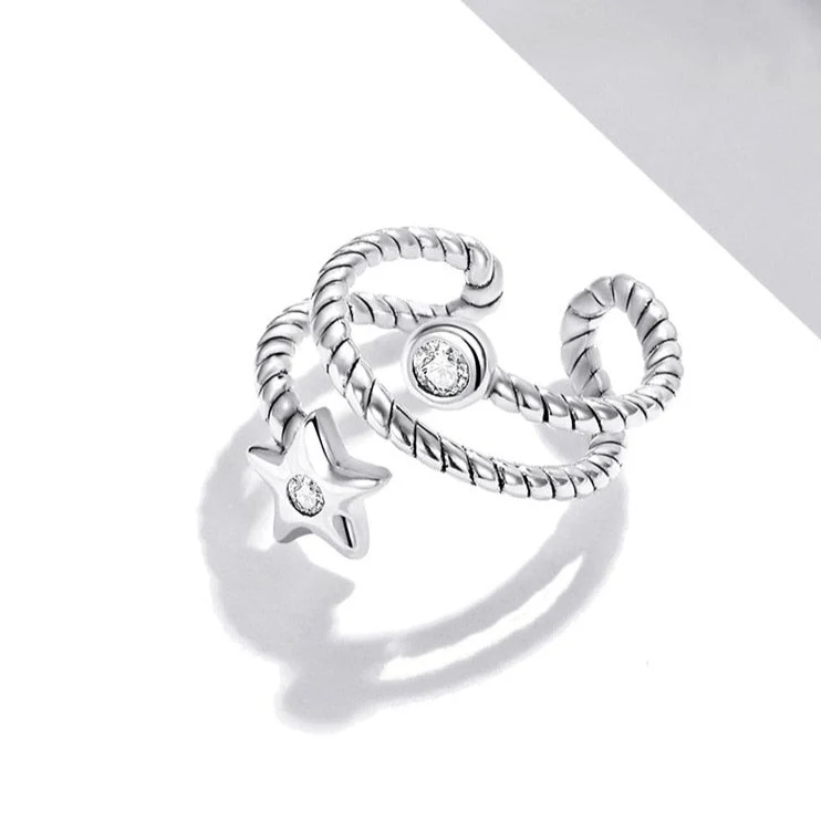 Ear cuff no piercing with a star in sterling silver