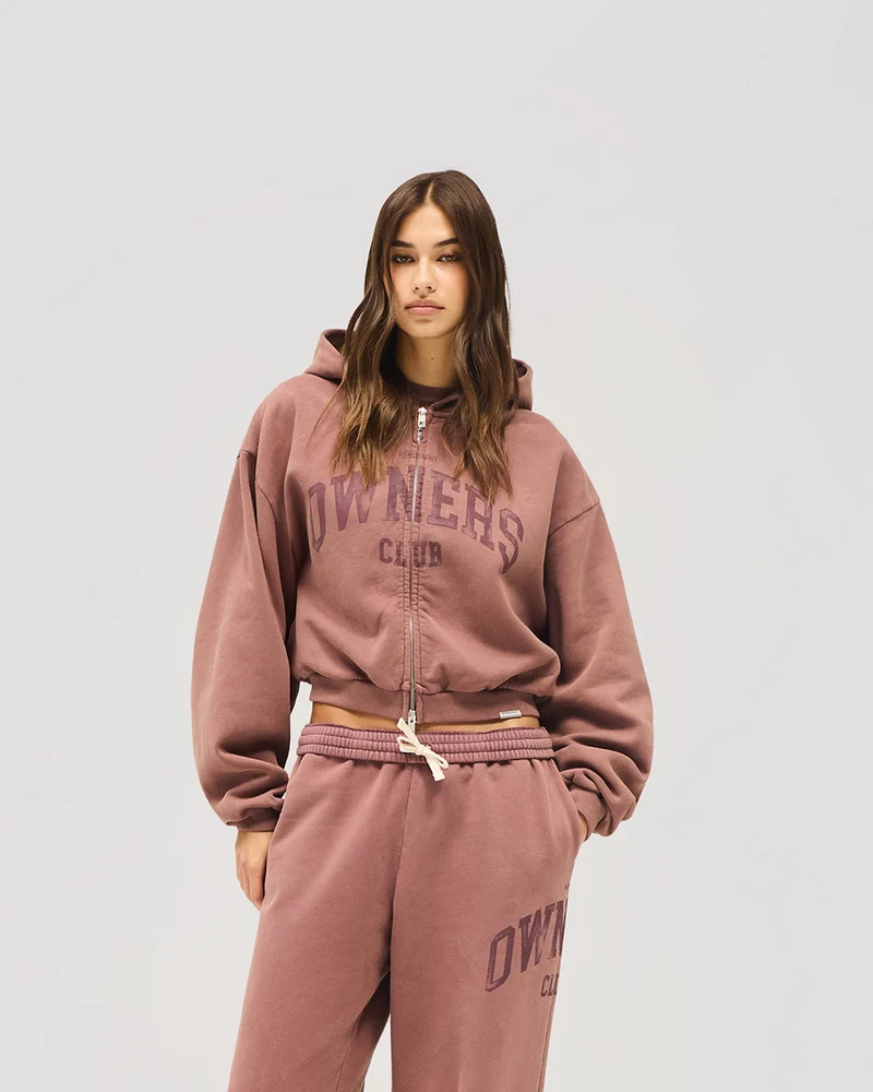 Represent Owners Club Zip Through Hoodie - Smoked Rose