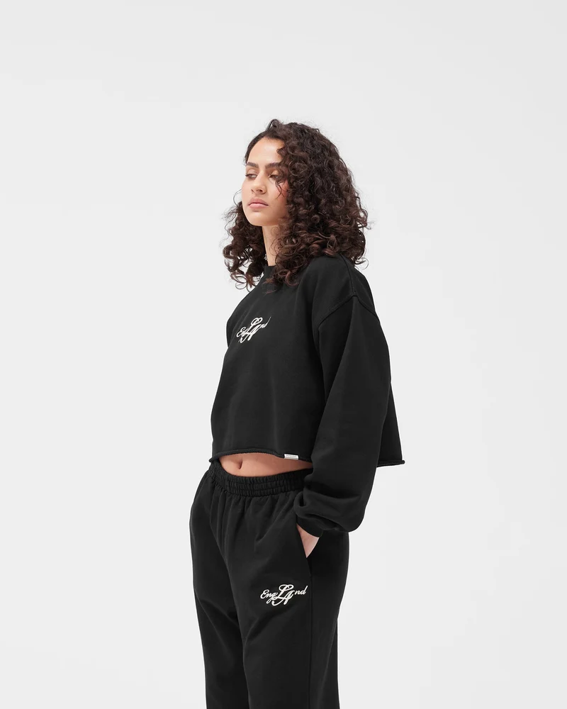 EngLAnd Cropped Sweatshirt - Jet Black