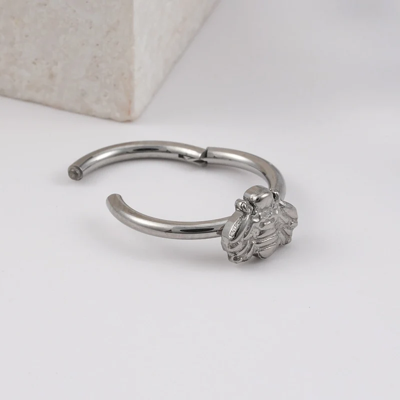 Cute helix piercing with a bee titanium earring hoops