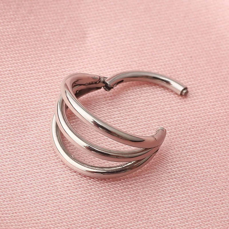 Triple helix piercing hoops titanium 16G