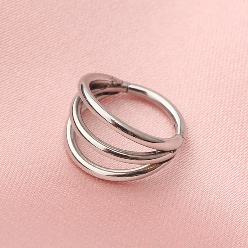 Triple helix piercing hoops titanium 16G