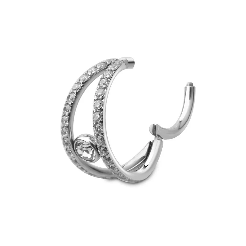 Pretty double helix piercing with CZ titanium 16G