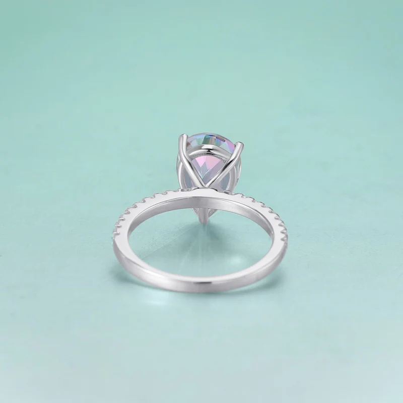 Rainbow quartz ring with a natural rainbow quartz stone