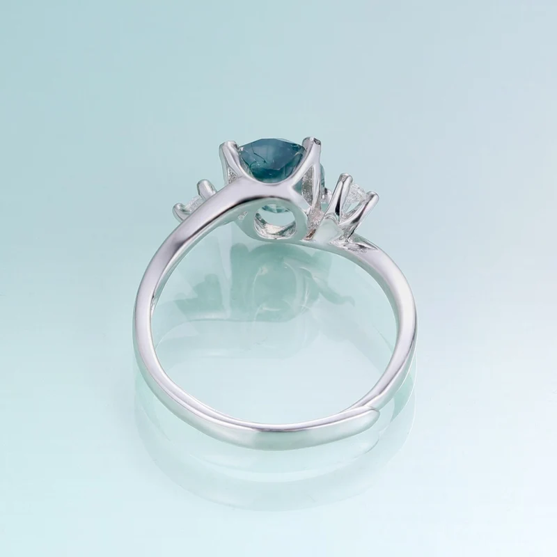 Real moss agate ring oval shape in silver