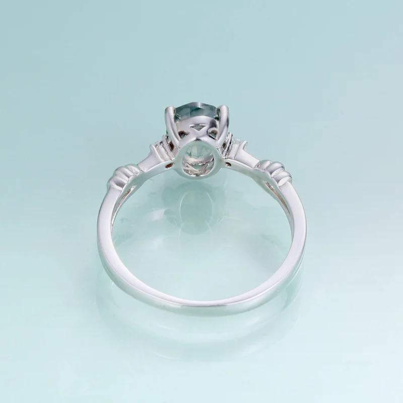 Nature-inspired moss agate engagement ring in silver