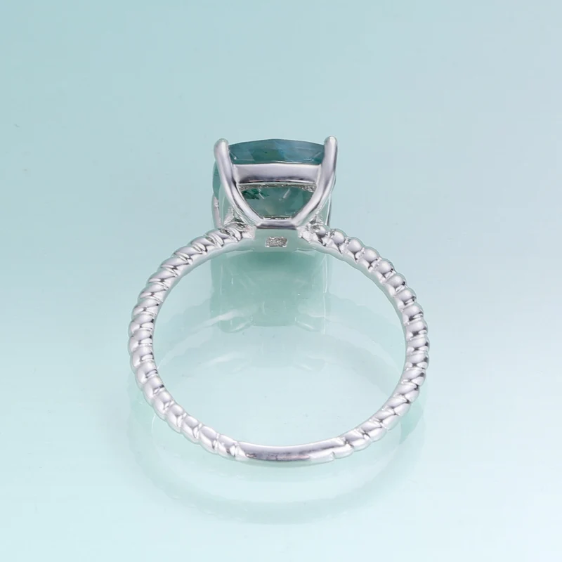 Natural moss agate ring square shape in silver