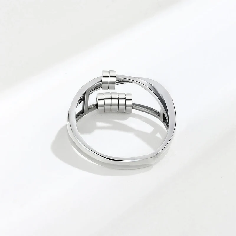 Fidget bead ring anti-stress sterling silver