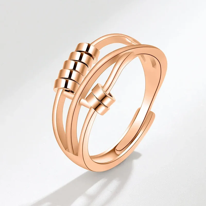 Fidget bead ring anti-stress sterling silver