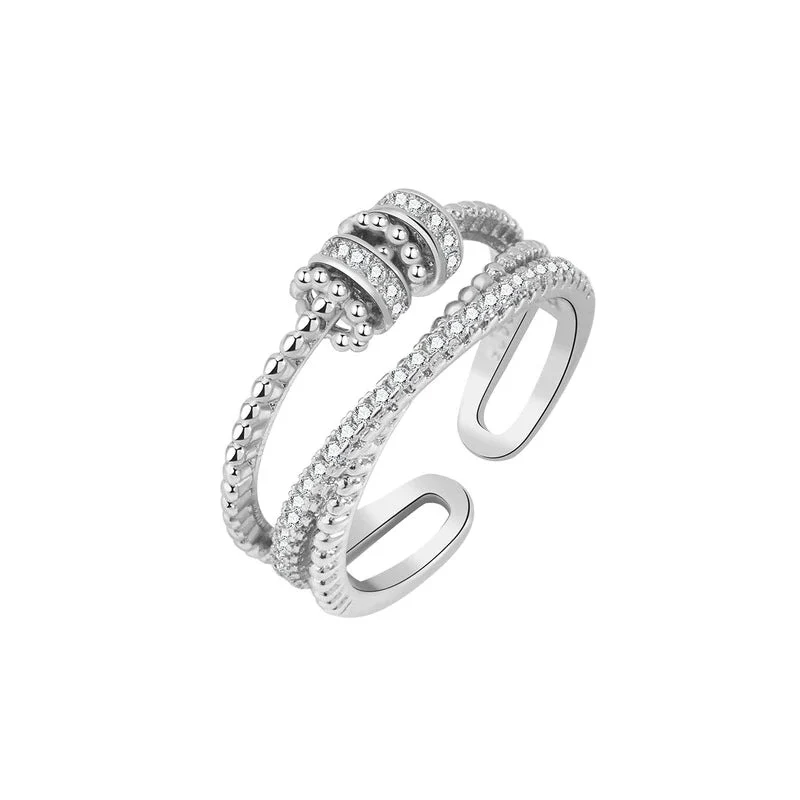 Anxiety ring with beads sterling silver