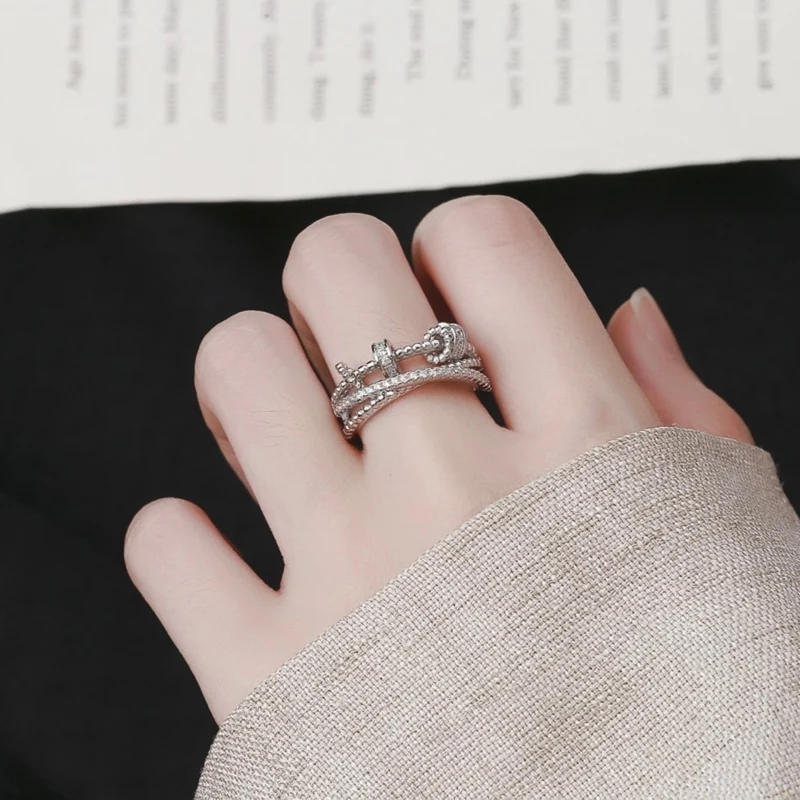 Anxiety ring with beads sterling silver