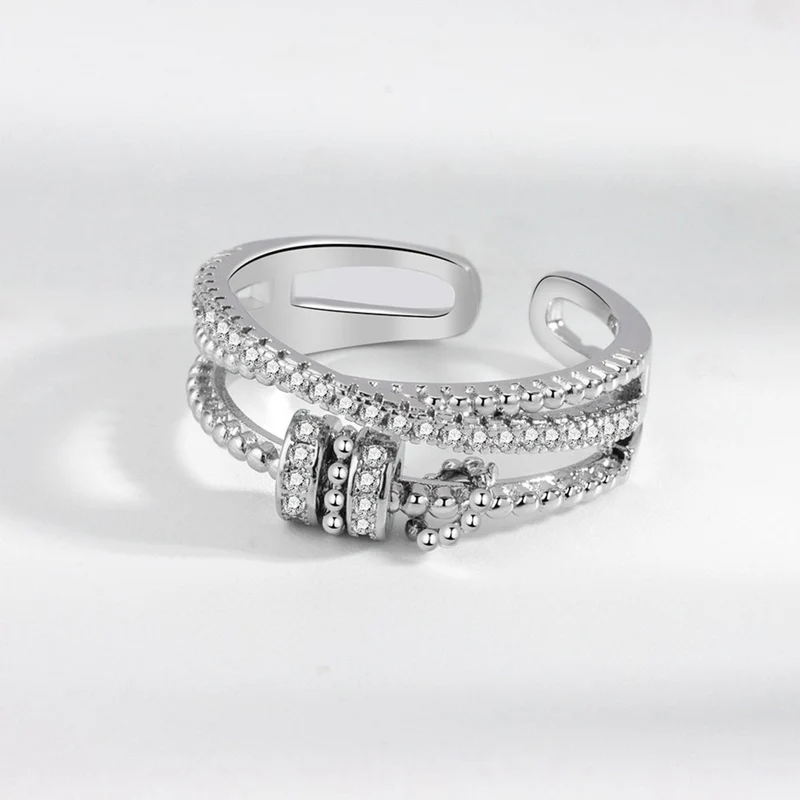 Anxiety ring with beads sterling silver