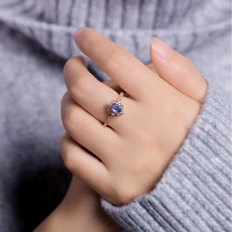 Alexandrite engagement ring vintage style