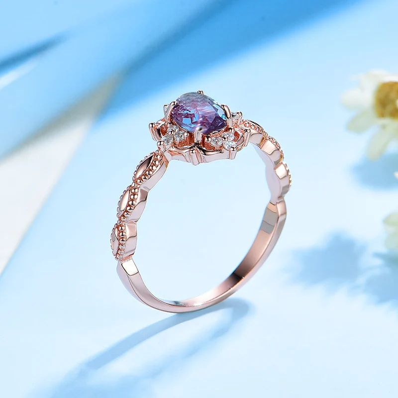 Alexandrite engagement ring vintage style