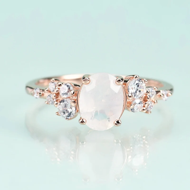 Natural moonstone ring rose gold
