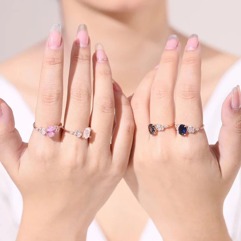 Natural moonstone ring rose gold