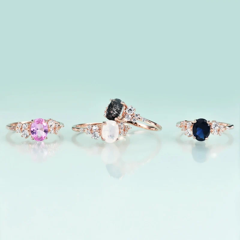 Natural moonstone ring rose gold