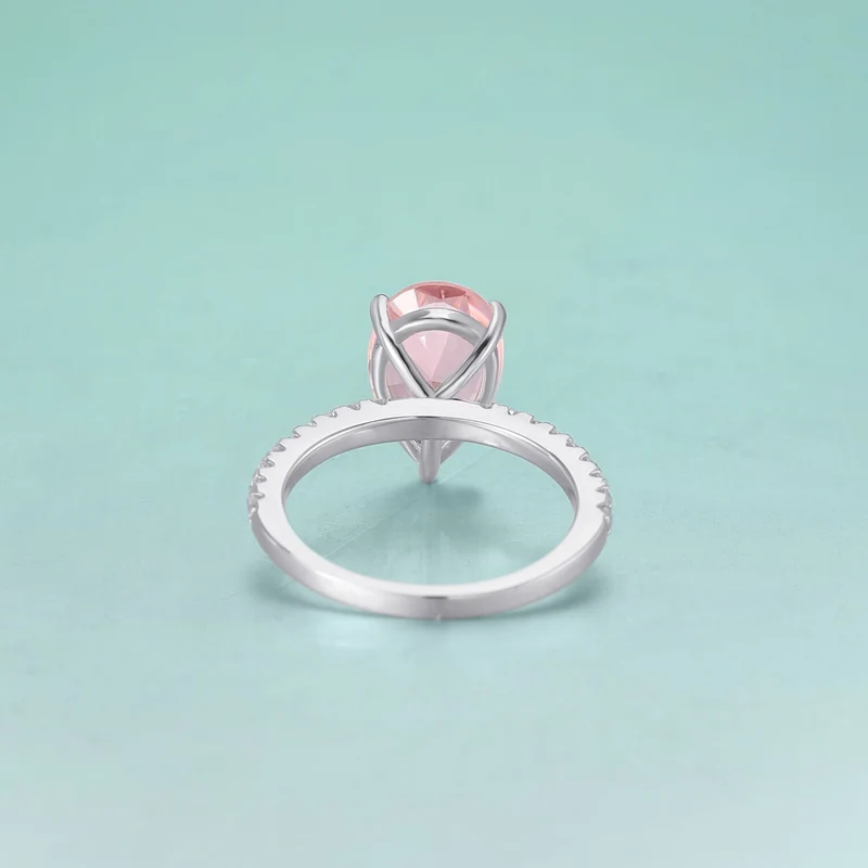 Peach morganite ring pear cut sterling silver