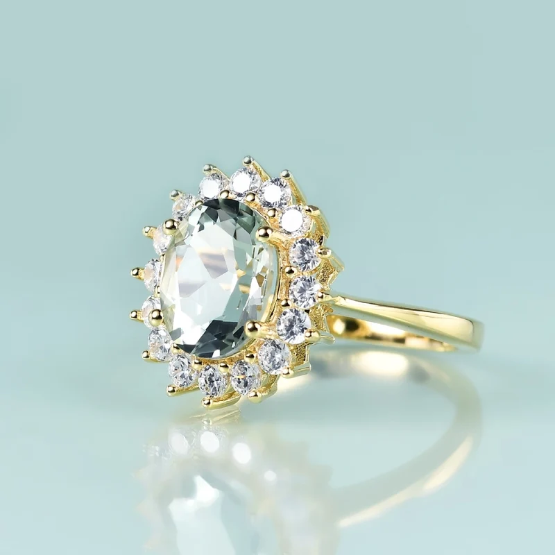 Princess Diana ring with natural green amethyst