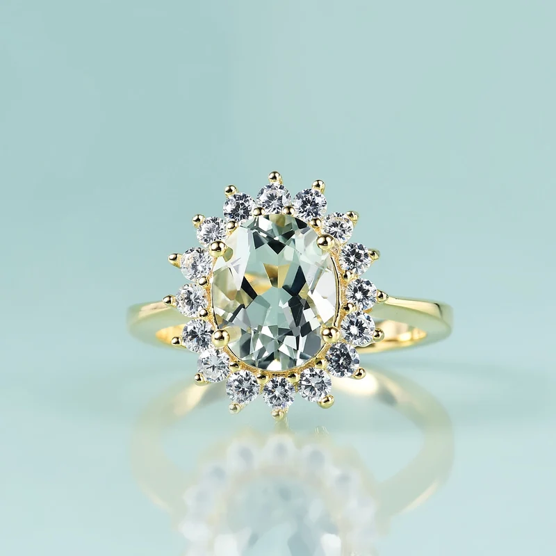 Princess Diana ring with natural green amethyst