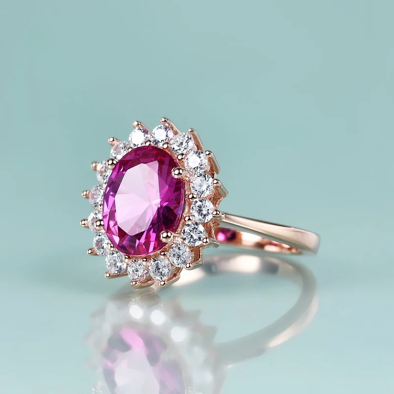Princess Diana engagement ring pink sapphire 14K rose gold
