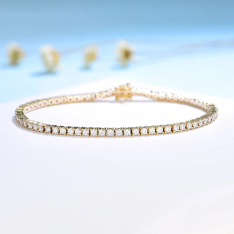 Moissanite tennis bracelet 3mm in silver gold and rose gold thin dainty and unisex sterling silver