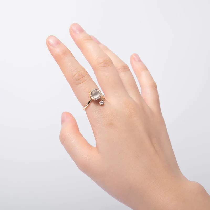 Anxiety ring spinner opal stone sterling silver