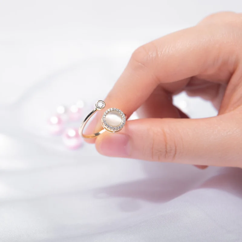 Anxiety ring spinner opal stone sterling silver
