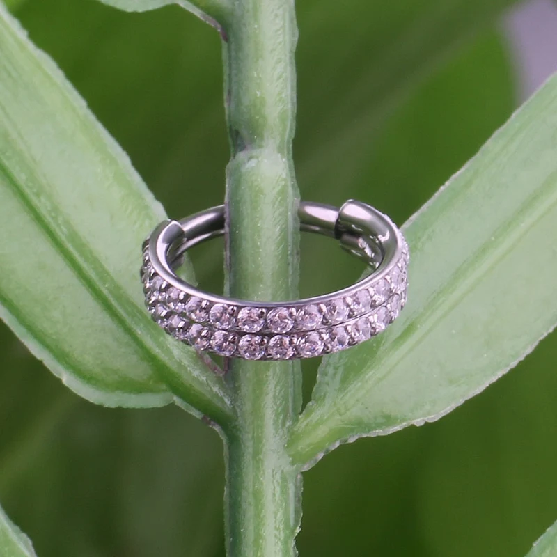 Fancy septum rings double layered with CZ