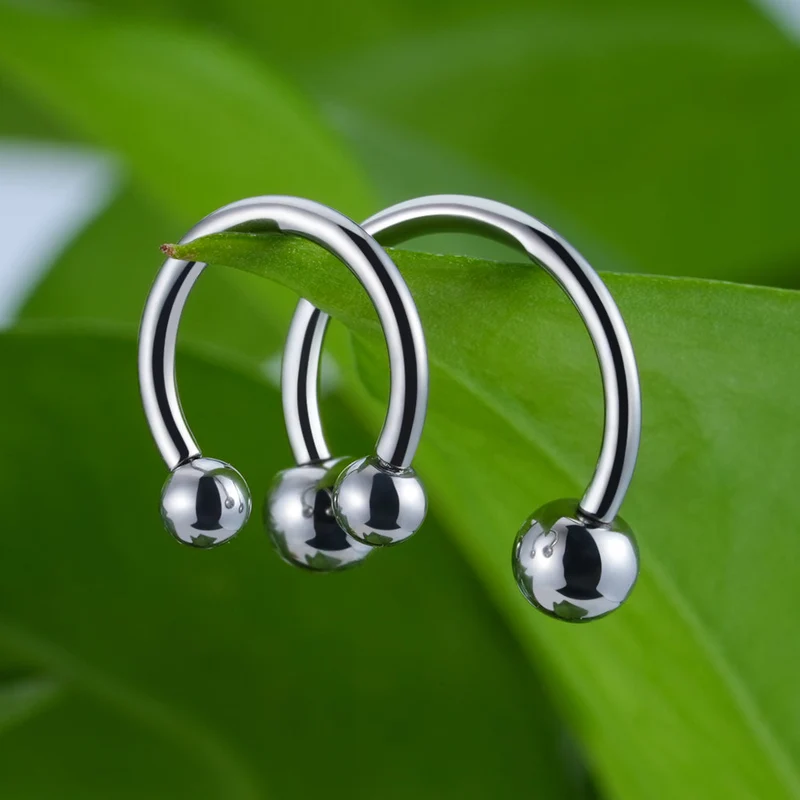 Titanium nose ring curved barbell horseshoe 14G 16G