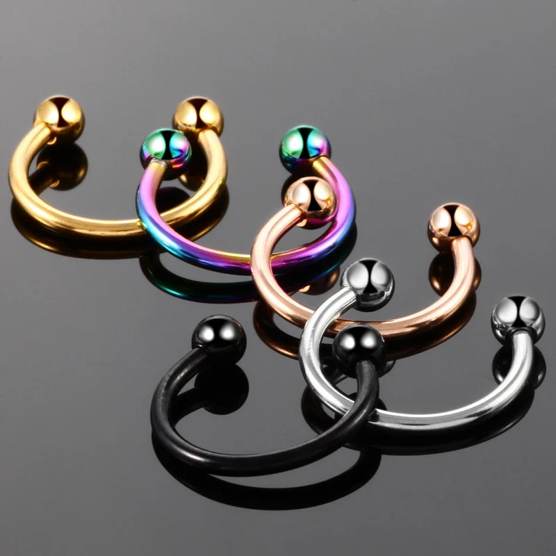 Titanium nose ring curved barbell horseshoe 14G 16G
