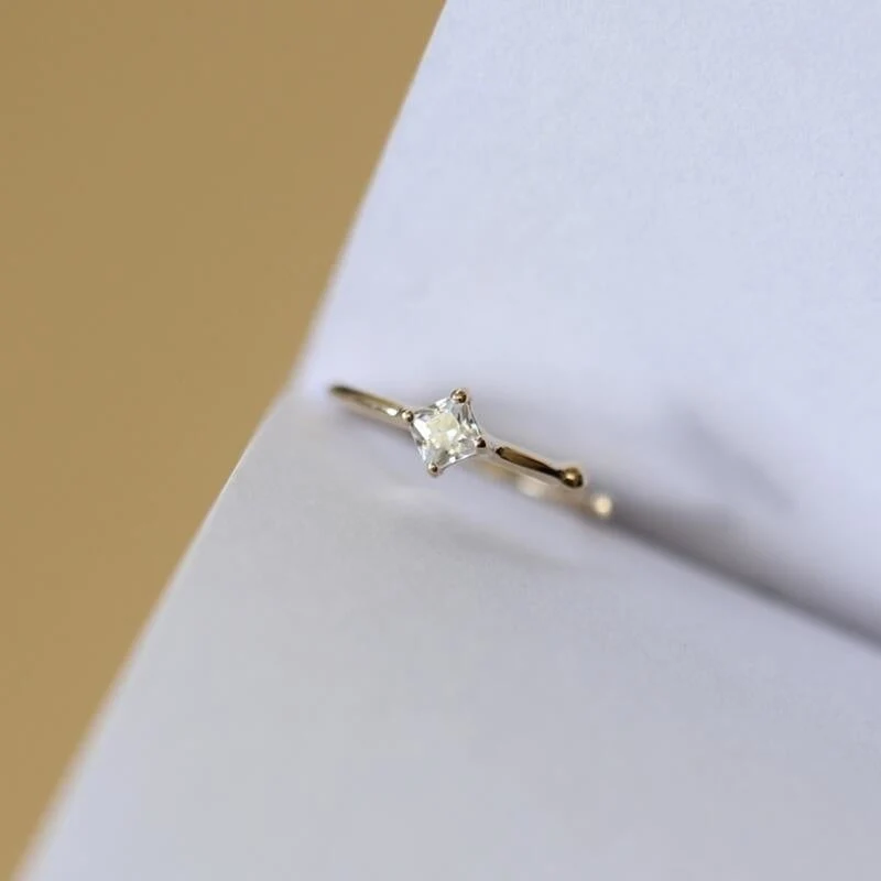Gold nose ring hoop with diamond cz 14K solid gold
