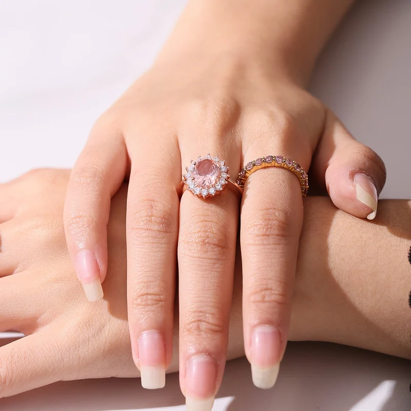 Pink morganite engagement ring Princess Diana replica ring