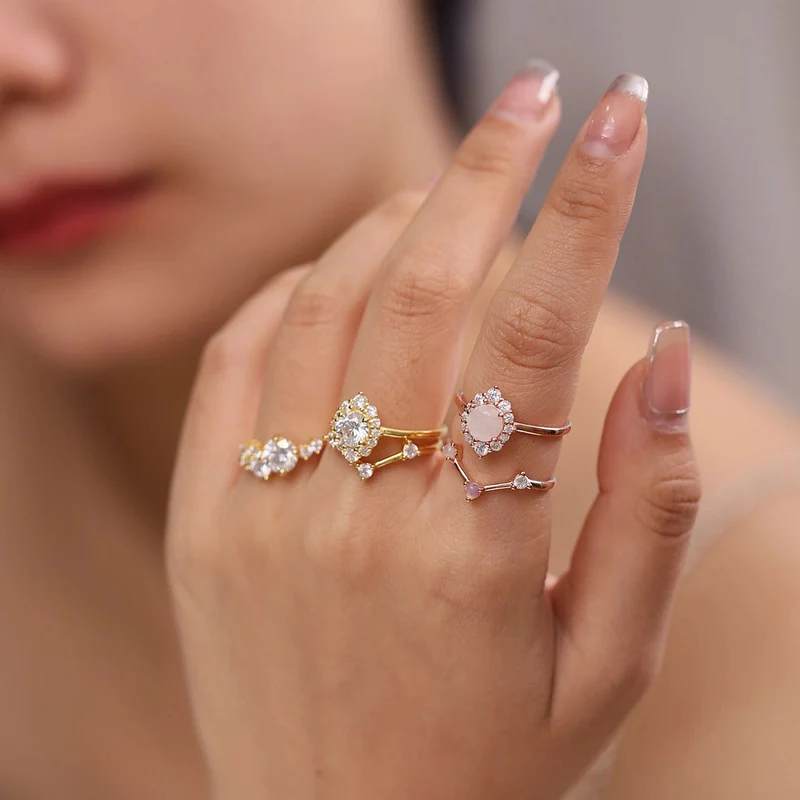 Rose gold moonstone engagement ring