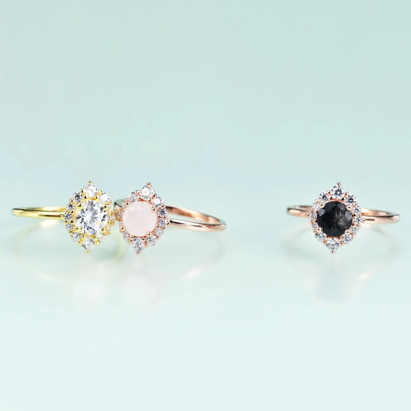 Rose gold moonstone engagement ring