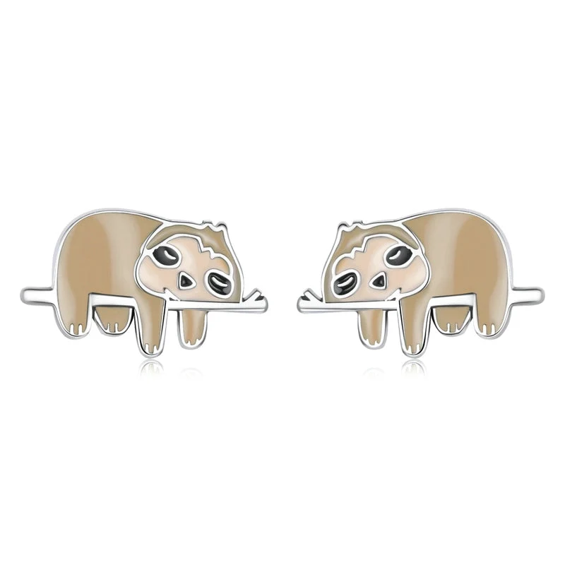 Sloth earrings cute and unique made of sterling silver