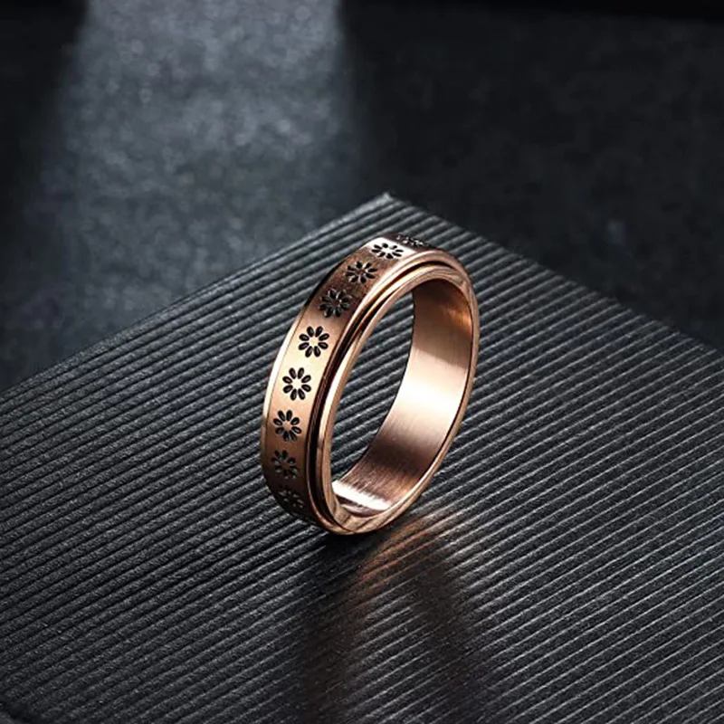 Sunflower anxiety ring stainless steel