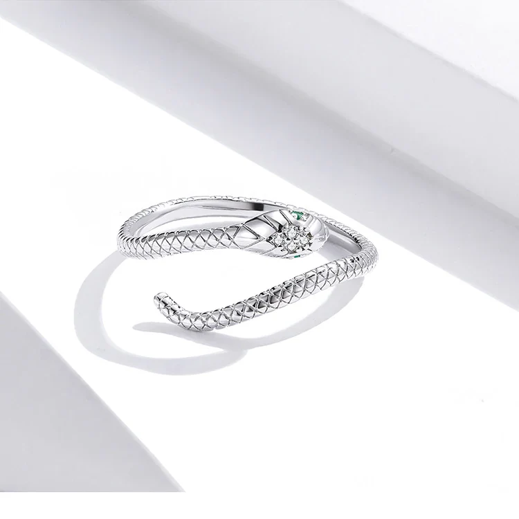 Snake ring adjustable in silver gold black and rose gold