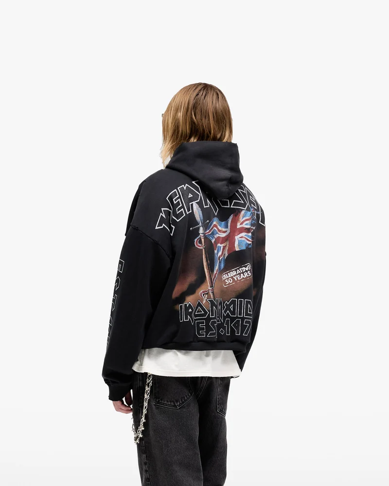 Represent X Iron Maiden Steed Hoodie - Stained Black