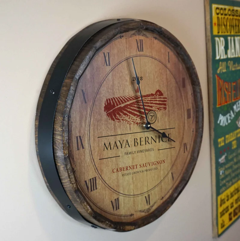Wine Label Quarter Barrel Clock - Personalized